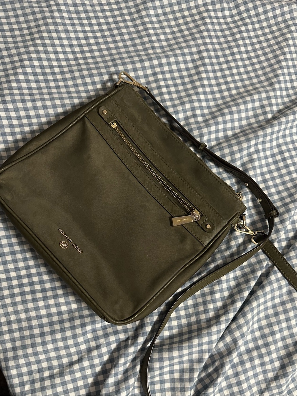 Michael Kors Olive Leather Messenger Crossbody